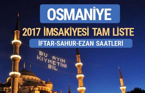 osmaniye 2017 imsakiye